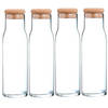 Migros Cucina & Tavola Glazen karaf met kurkstop voor water, sap, melk - 1000 ml - 4 Stuks