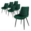 ML-Design Set van 6 Eetkamerstoelen met Rugleuning, Donkergroen, Keukenstoel met Fluwelen Bekleding, Gestoffeerde Stoel