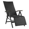 tectake® - Wicker tuinstoel opklapbaar met aluminium frame en voetsteun - zwart - 404575