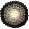 Vilten bolletjes onderzetter 22cm - Kleurverloop - zwart, bruin, beige, lichtgrijs, wit