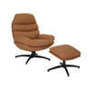 Bronx71 Draaifauteuil met hocker Palma linnen koper.