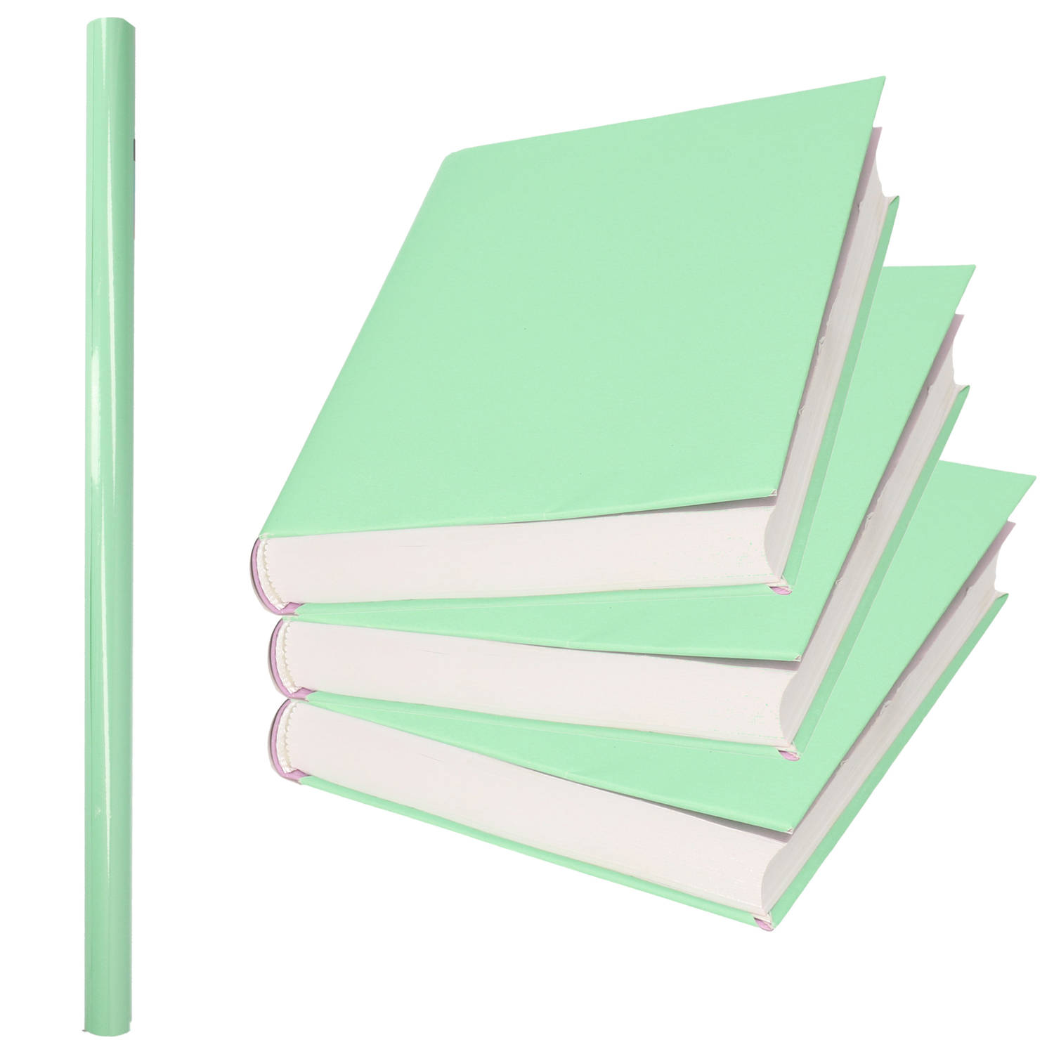 1x Rollen kadopapier-schoolboeken kaftpapier pastel groen 200 x 70 cm Kaftpapier