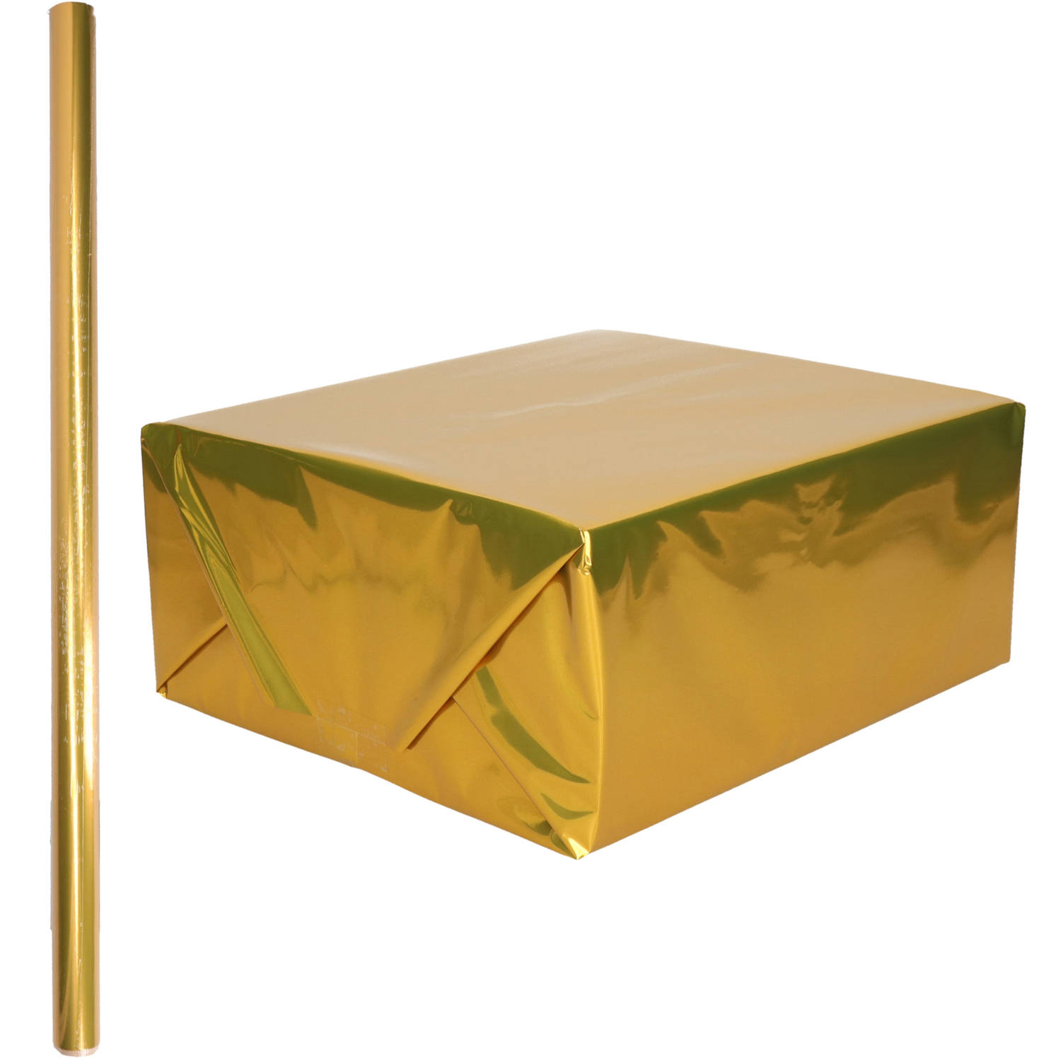 1x Rollen inpakpapier / cadeaufolie metallic goud 200 x 70 cm - kadofolie / cadeaupapier