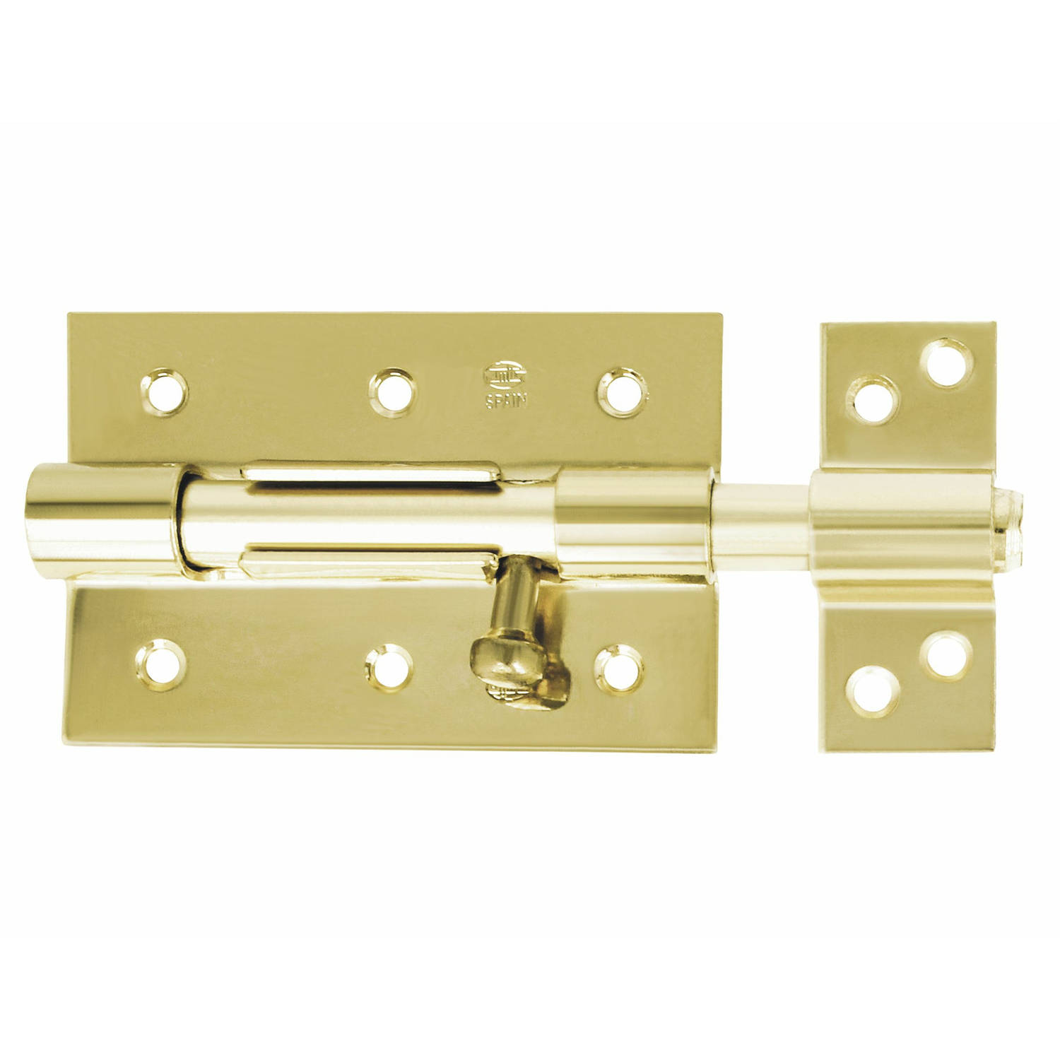 AMIG schuifslot/plaatgrendel - staal - 8.5cm - messing - incl schroeven - deur - raam - geschikt voor hangslot (niet inbegrepen)