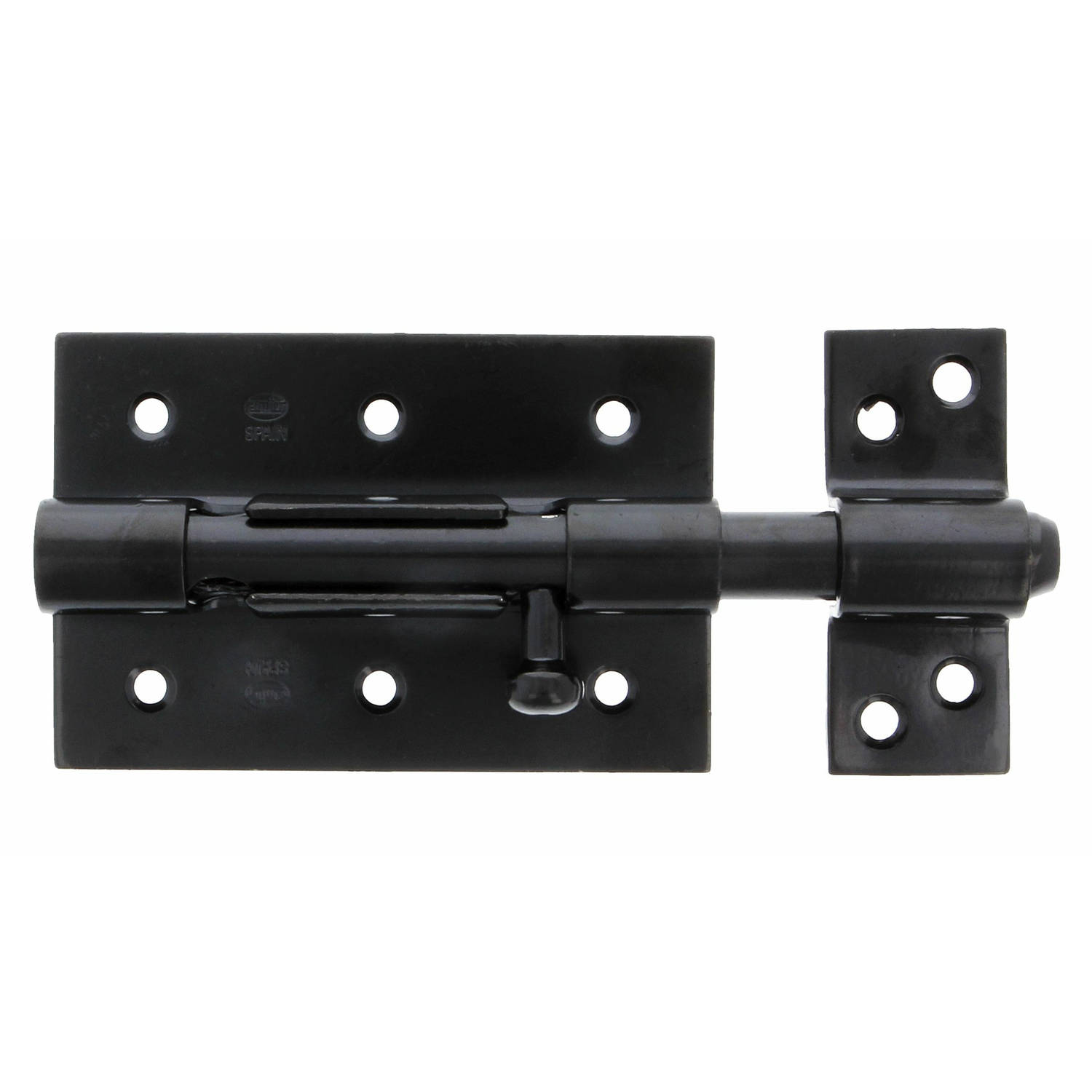 AMIG schuifslot/plaatgrendel - staal - 8.5cm - zwart - incl schroeven - deur - raam - geschikt voor hangslot (niet inbegrepen)