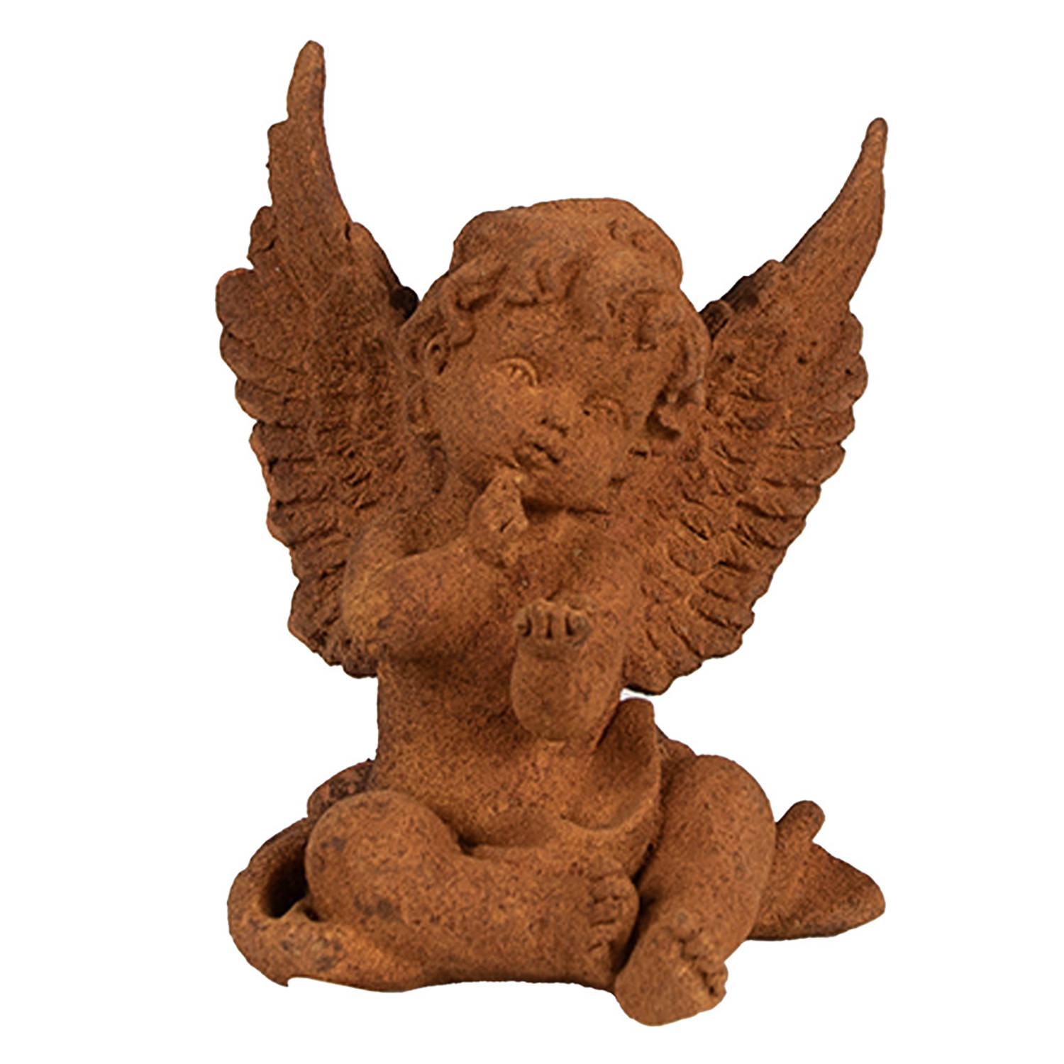 Clayre & Eef Decoratie Beeld Engel 11 cm Bruin Polyresin Religious sculpture