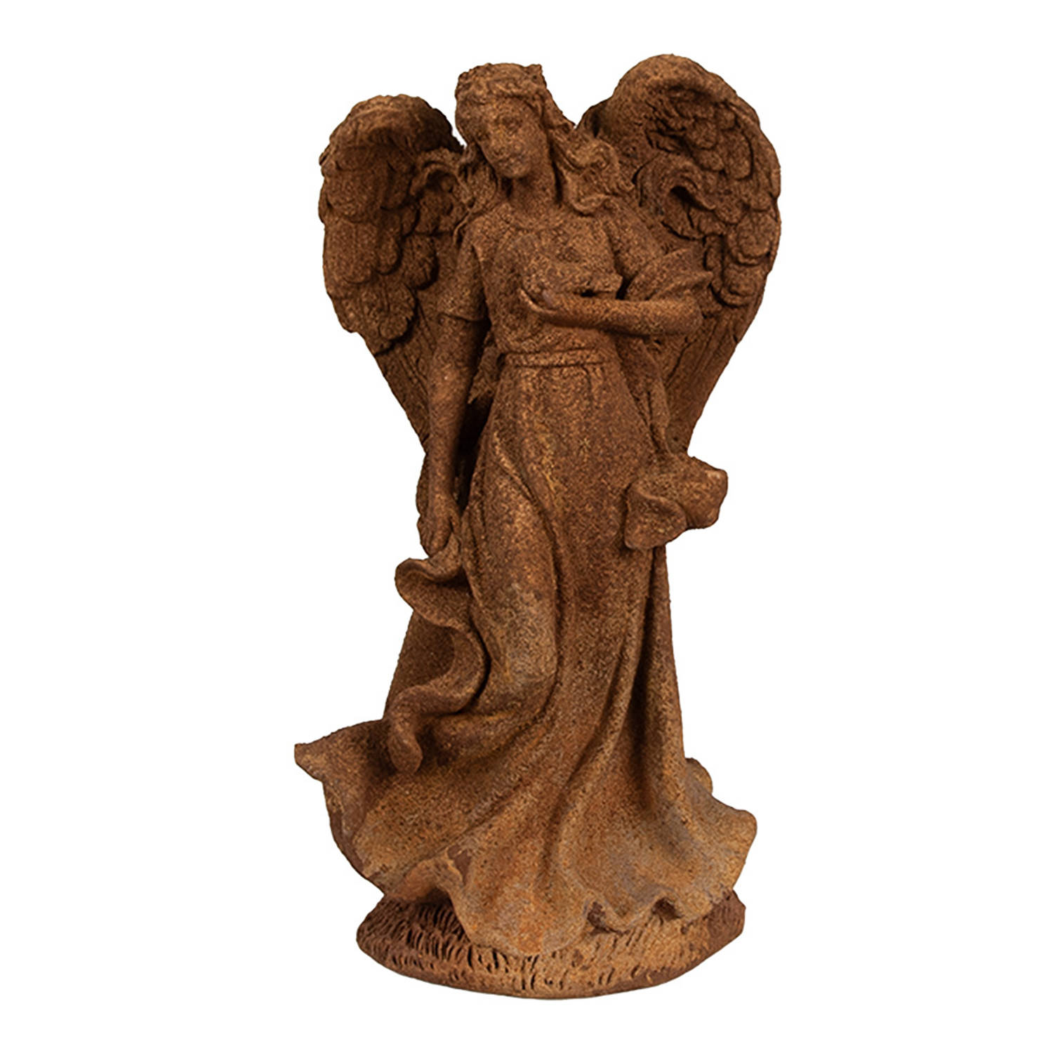 Clayre & Eef Decoratie Beeld Engel 23 cm Bruin Polyresin Religious sculpture