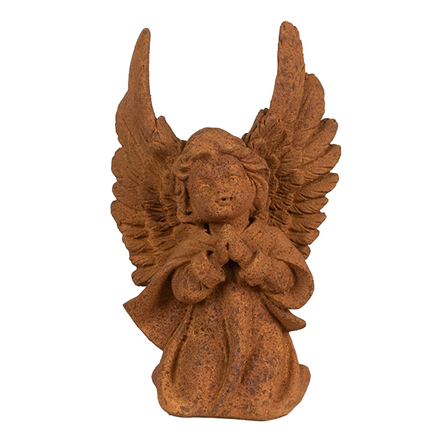 Clayre & Eef Decoratie Beeld Engel 19 cm Bruin Polyresin Religious sculpture