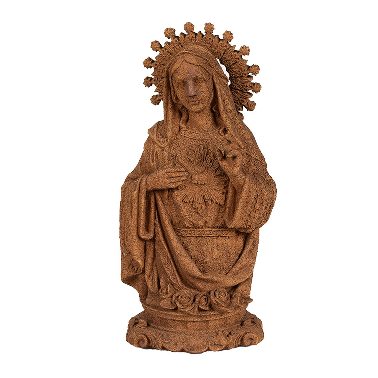 Clayre & Eef Decoratie Beeld Maria 28 cm Bruin Polyresin Religious sculpture