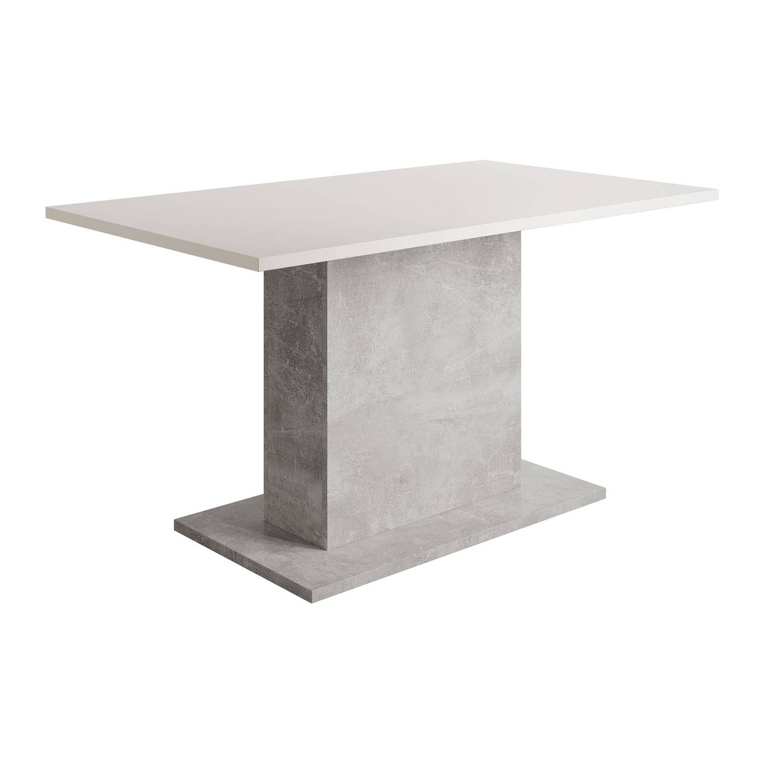 Meubella Eetkamertafel Tova - Wit - Grijs betonlook - 138 cm