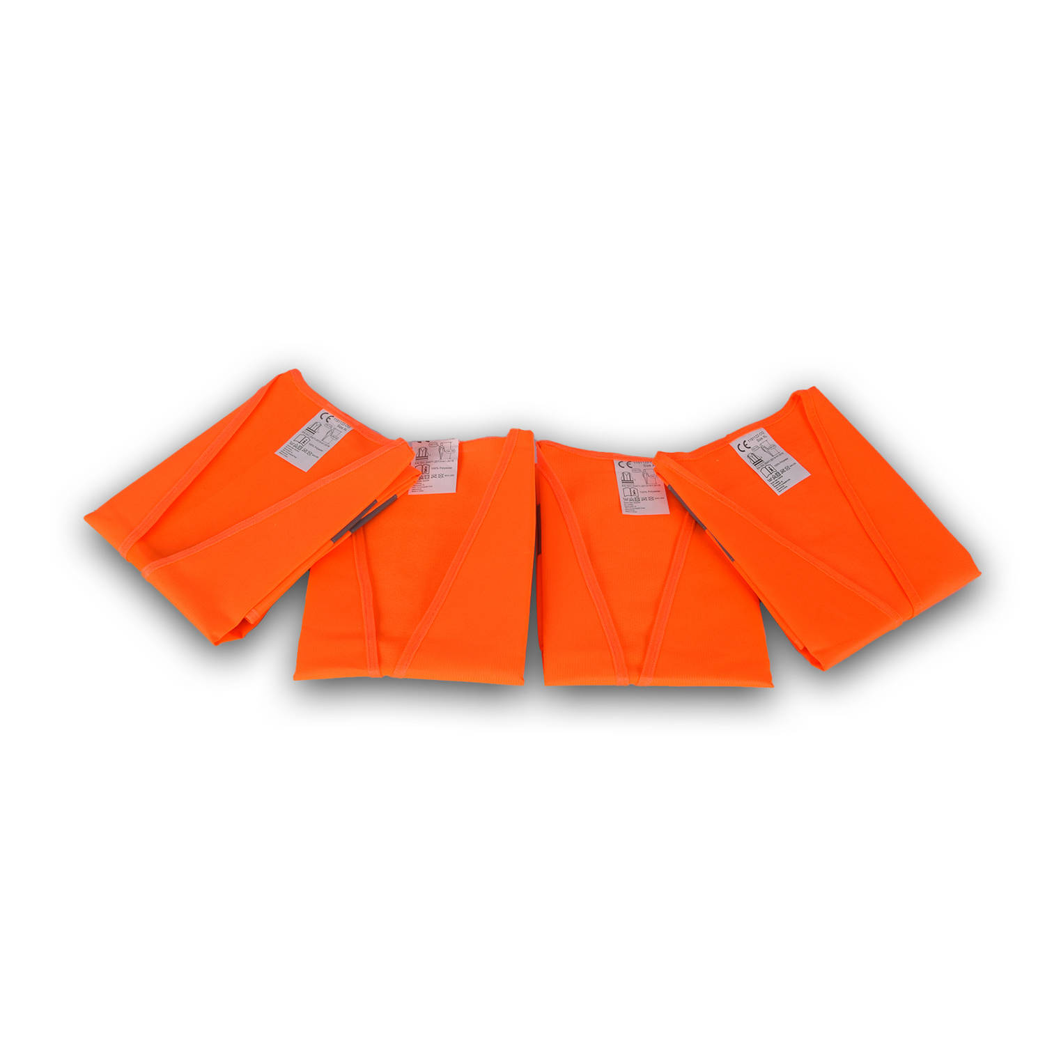 Set van 4 Oranje Reflecterende Veiligheidsvesten | Unisex, Lichtgewicht | Hardloophesje Perfect voor Sport en Buitenactiviteiten