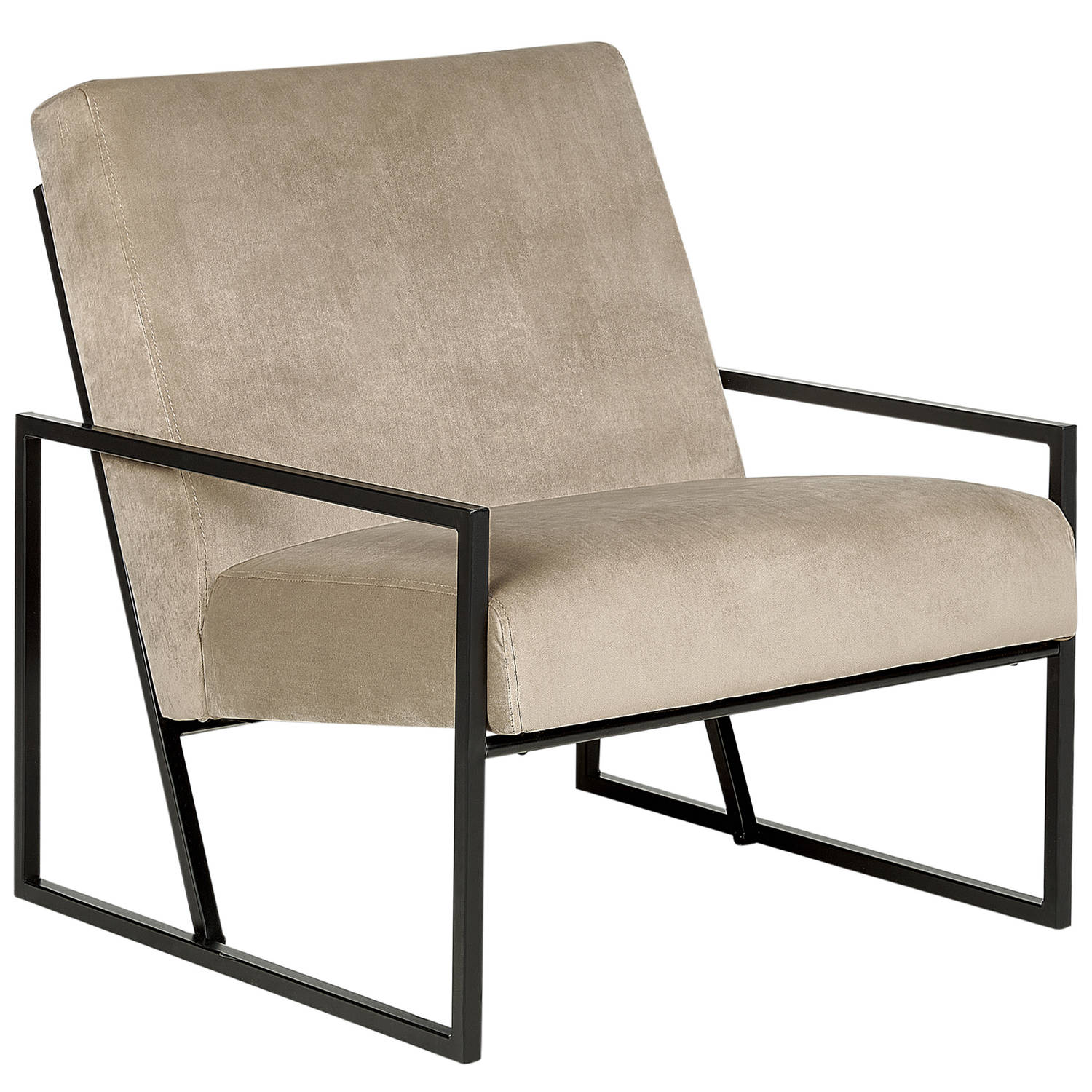 DELARY - Fauteuil - Taupe - Fluweel