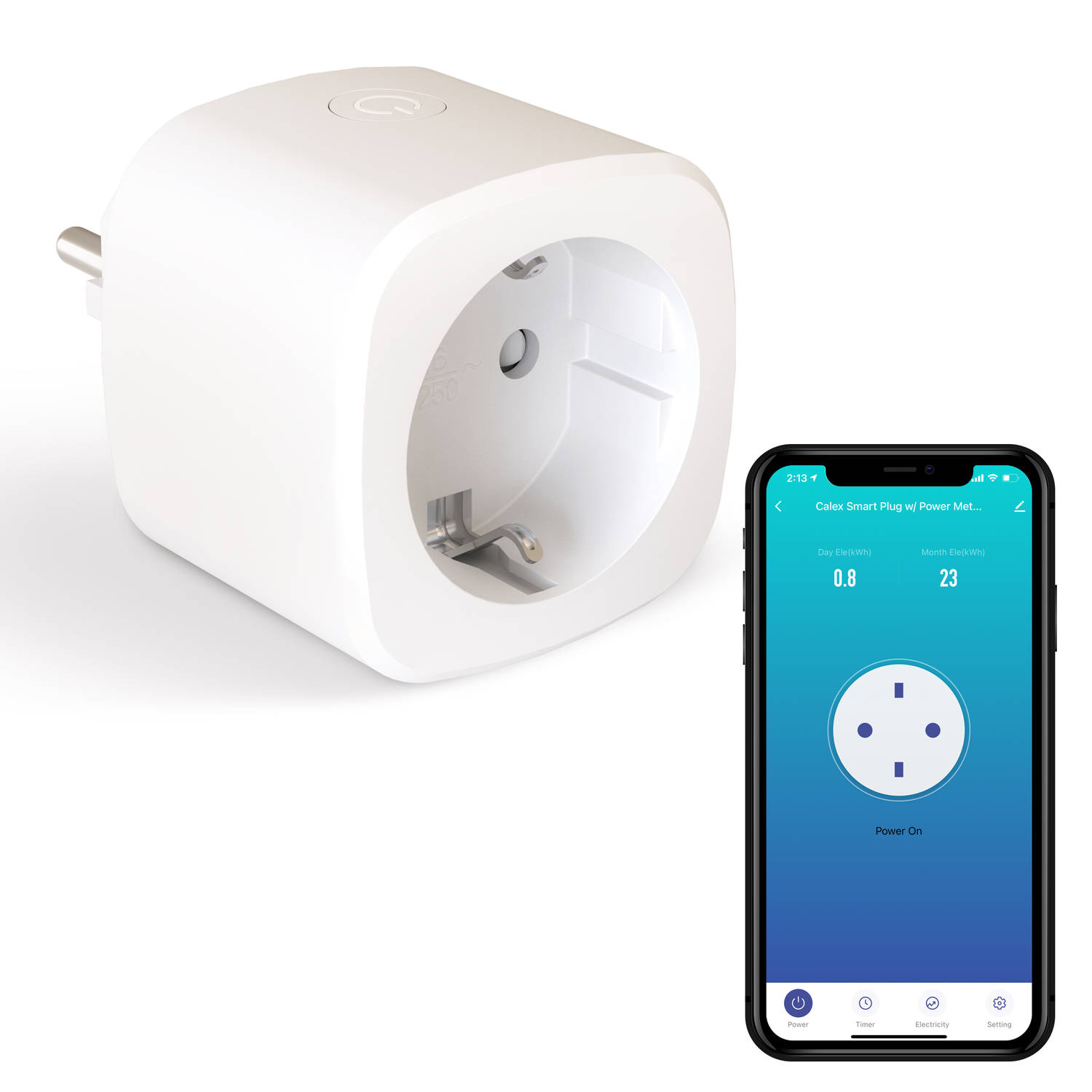Calex Slimme Stekker Smart Plug met Energiemeter Wit