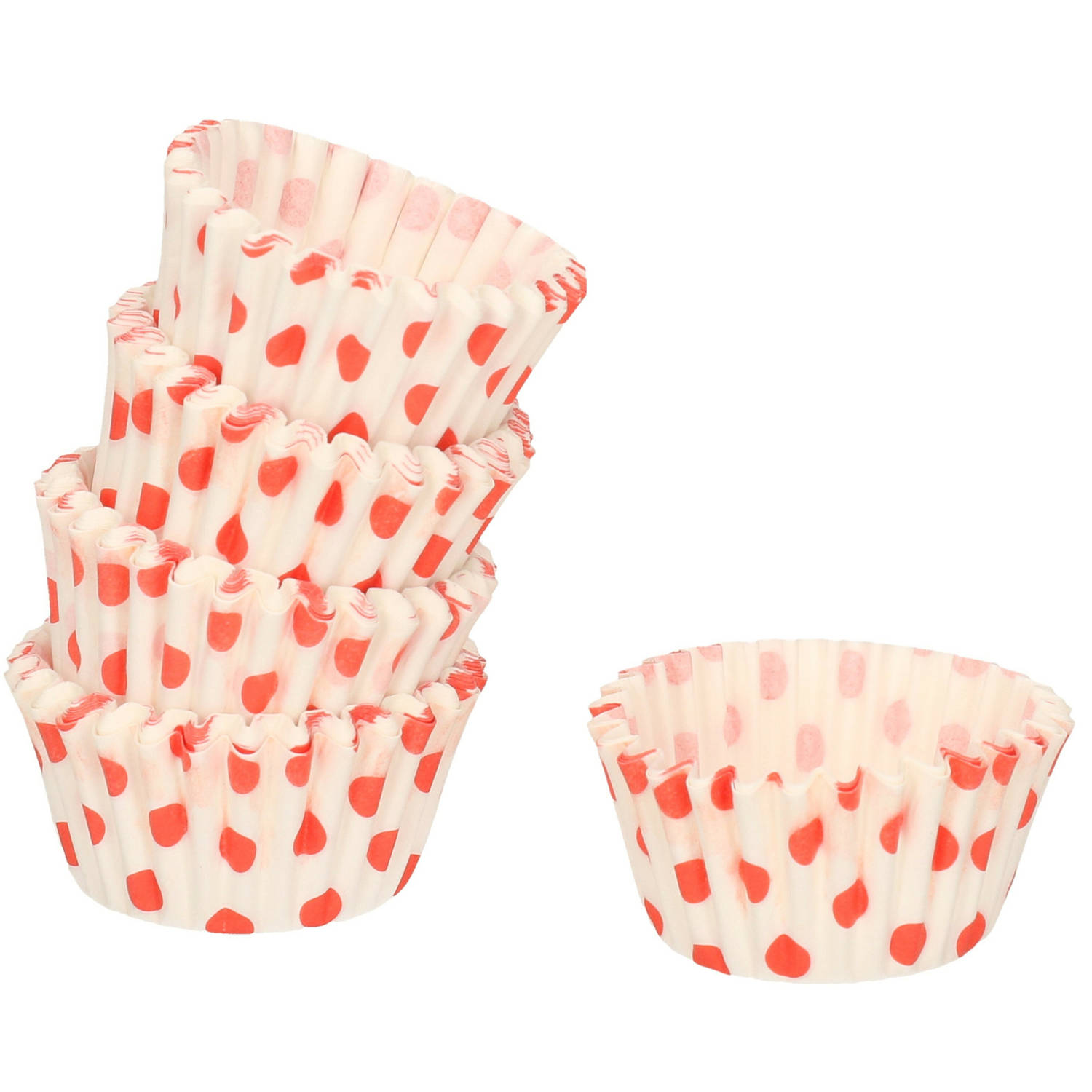 90x Mini muffin en cupcake vormpjes rood papier 4 x 4 x 2 cm Muffinvormen-cupcakevormen