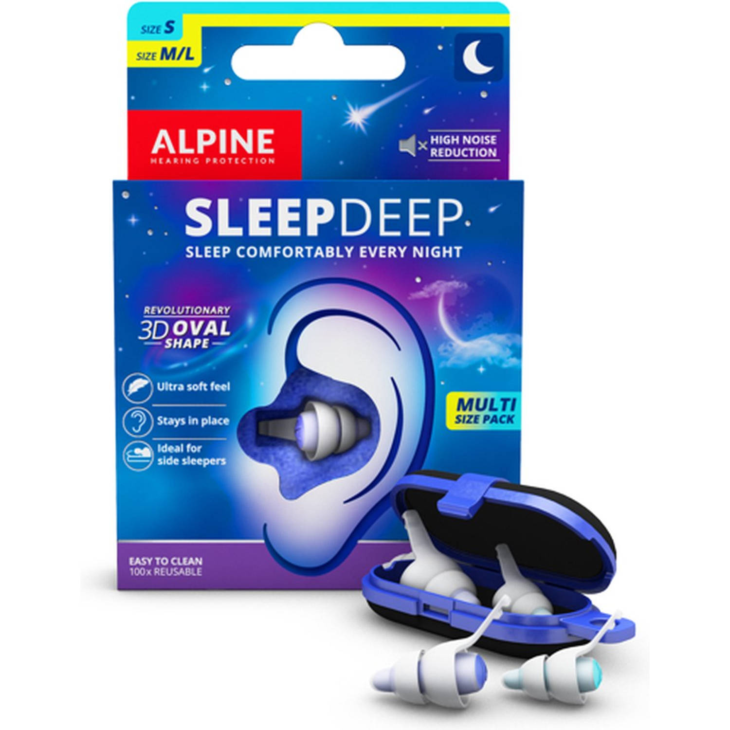 Alpine SleepDeep Multisize- Oordoppen voor slapen- comfortabel en hoge demping - Medium & Small 27dB - 2 paar