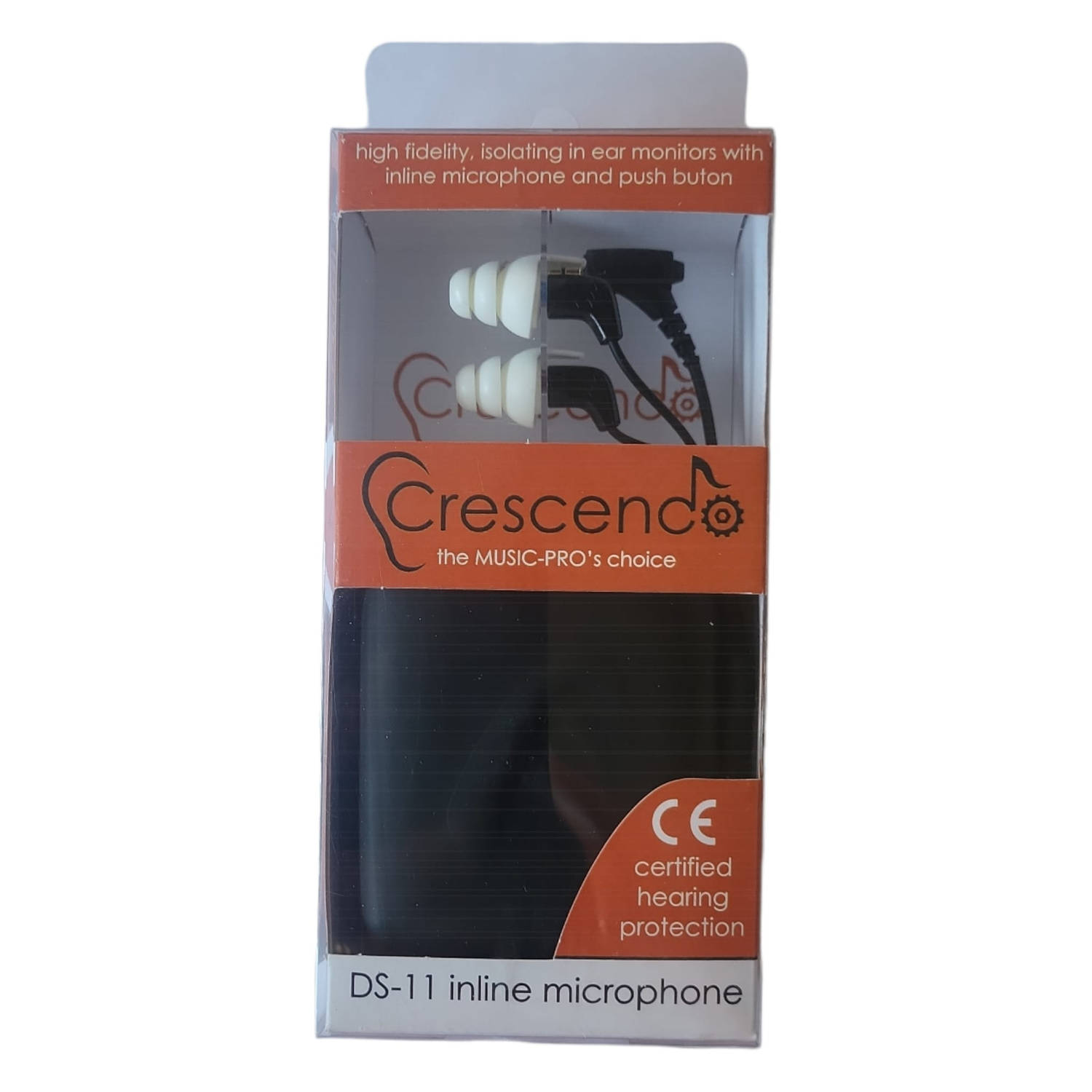 Crescendo DS-11 - in ear monitor met inline microphone Wit