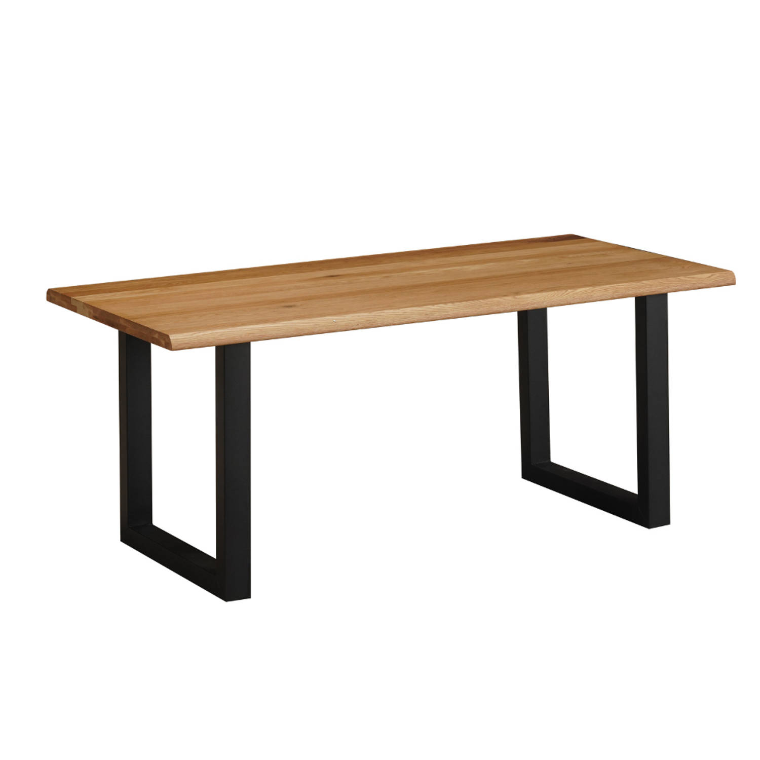 Eettafel Milas eikenhout 180x90 cm U-poot zwart