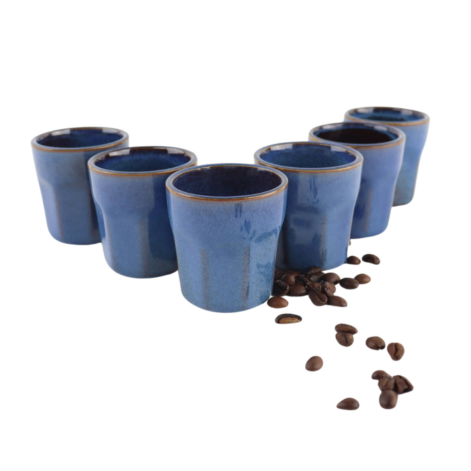 OTIX Espresso kopjes zonder Oor Set van 6 Aardewerk 80 ml Mokken Koffiekopjes BLUETT