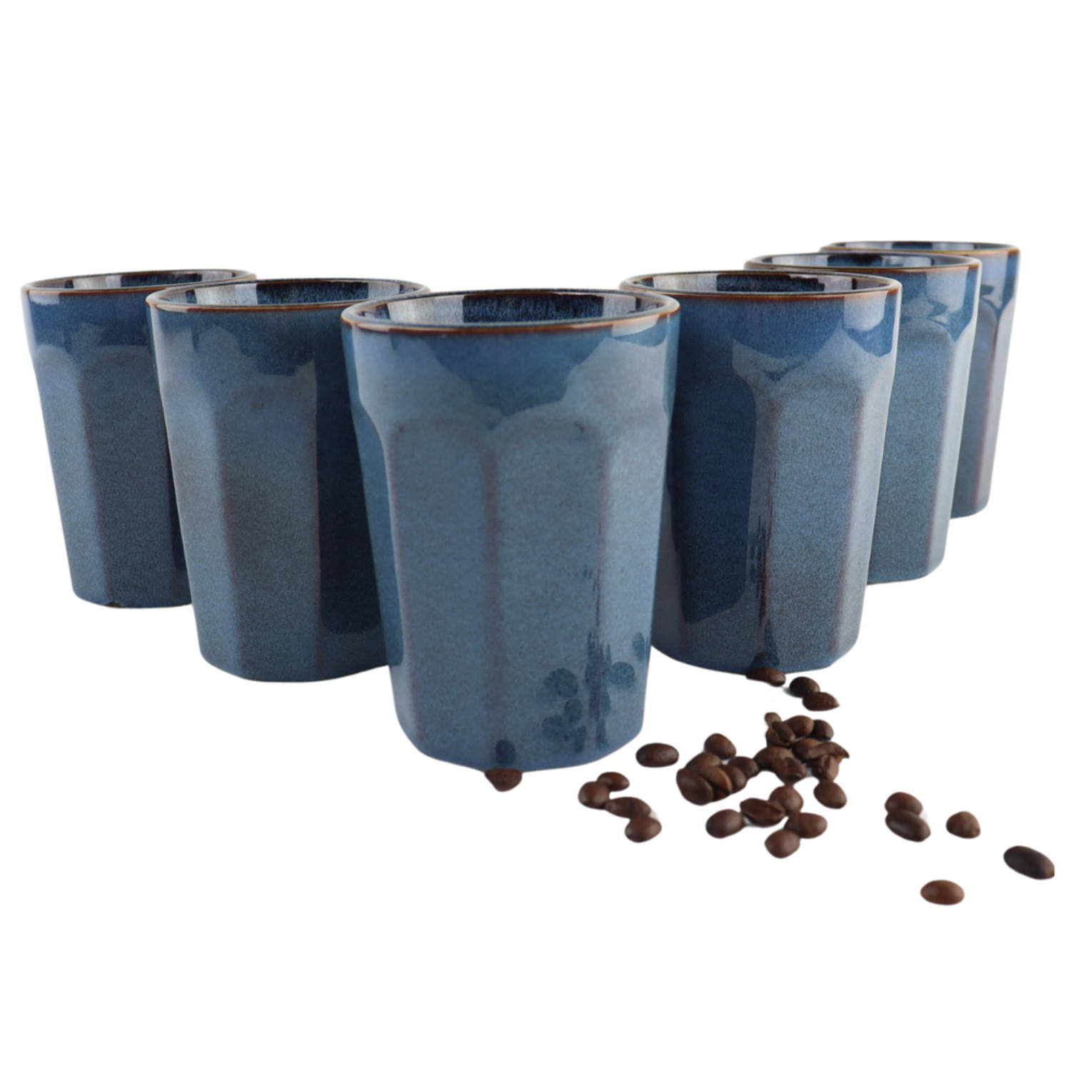 OTIX Koffiekopjes zonder Oor Cappuccino en Latte macchiato Mokken 6 Stuks 400 ml Koffietassen Aardew