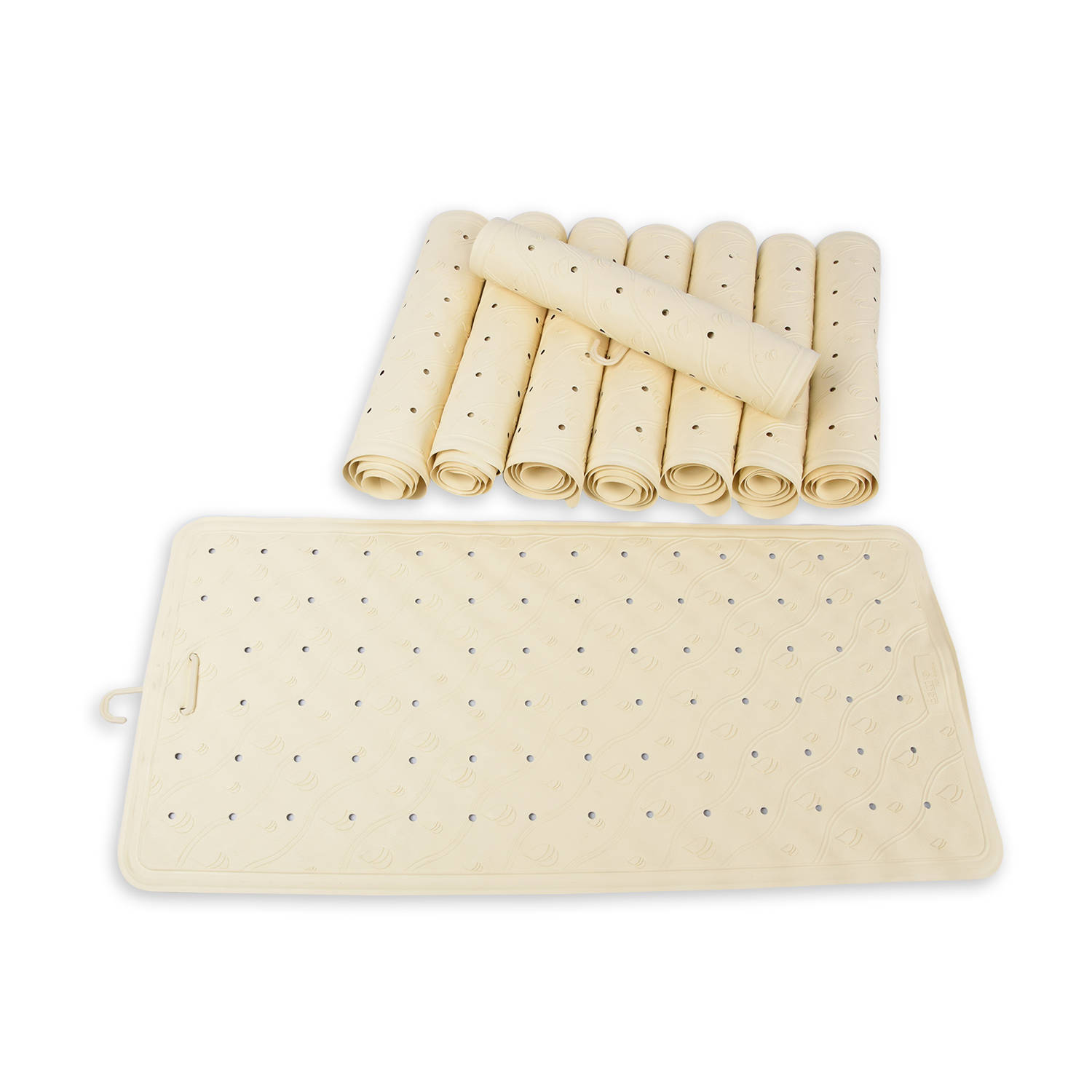 Set van 9 Antislip Badmatten voor Douche | Beige Antibacteriële Badkameraccessoires | 36cm x 76cm | Met Zuignappen & Handwasbaar