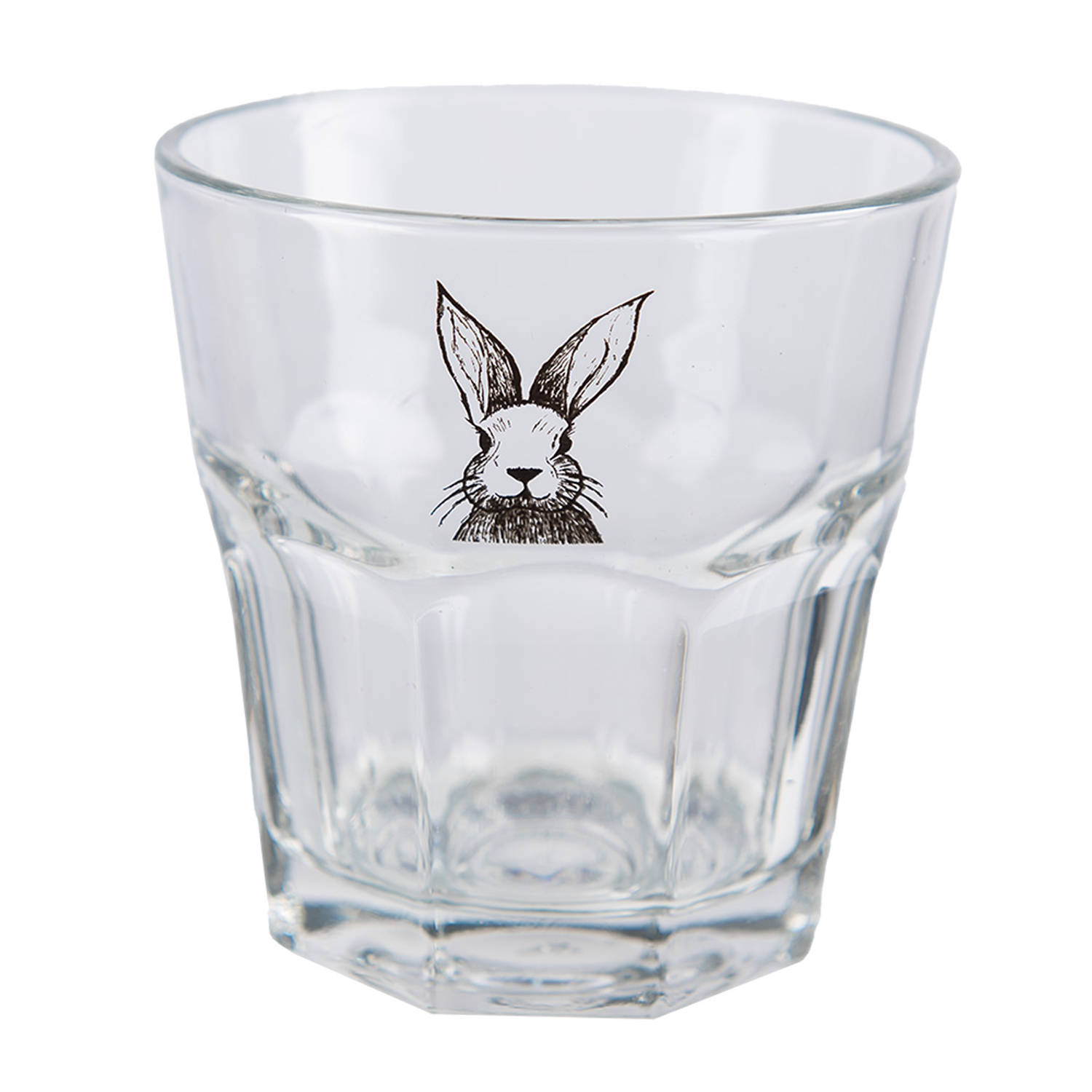 Clayre & Eef Waterglas 200 ml Transparant Glas Konijn Drinkbeker