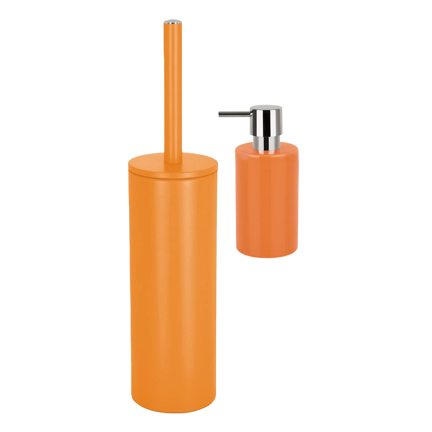 Spirella Badkamer accessoires set WC-borstel-zeeppompje oranje Badkameraccessoireset
