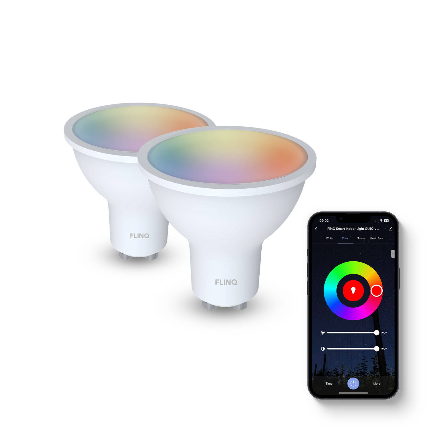 Flinq Smart Gu10 Inbouwspots Slimme Lampen- 2-pack Wit