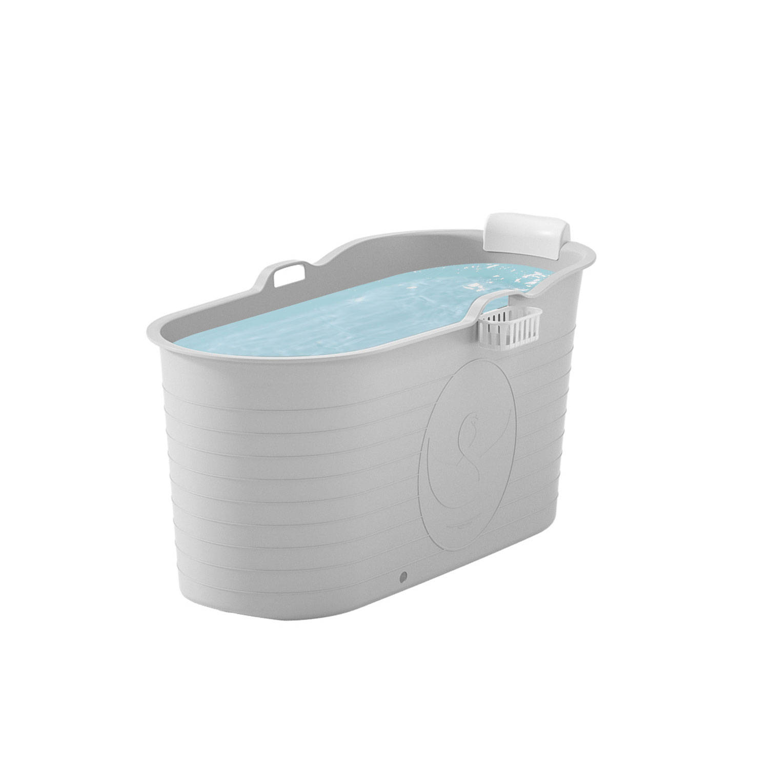 FlinQ Bath Bucket XXL - Badkuip - Zitbad - Ligbad - Incl Massagefunctie - 230L - Grijs