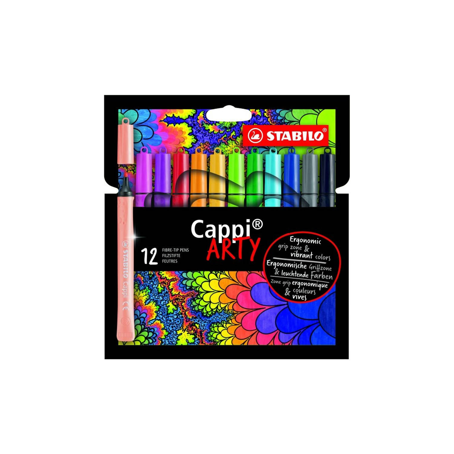 Viltstift STABILO Cappi 16812-1-20 etuià 12 kleuren