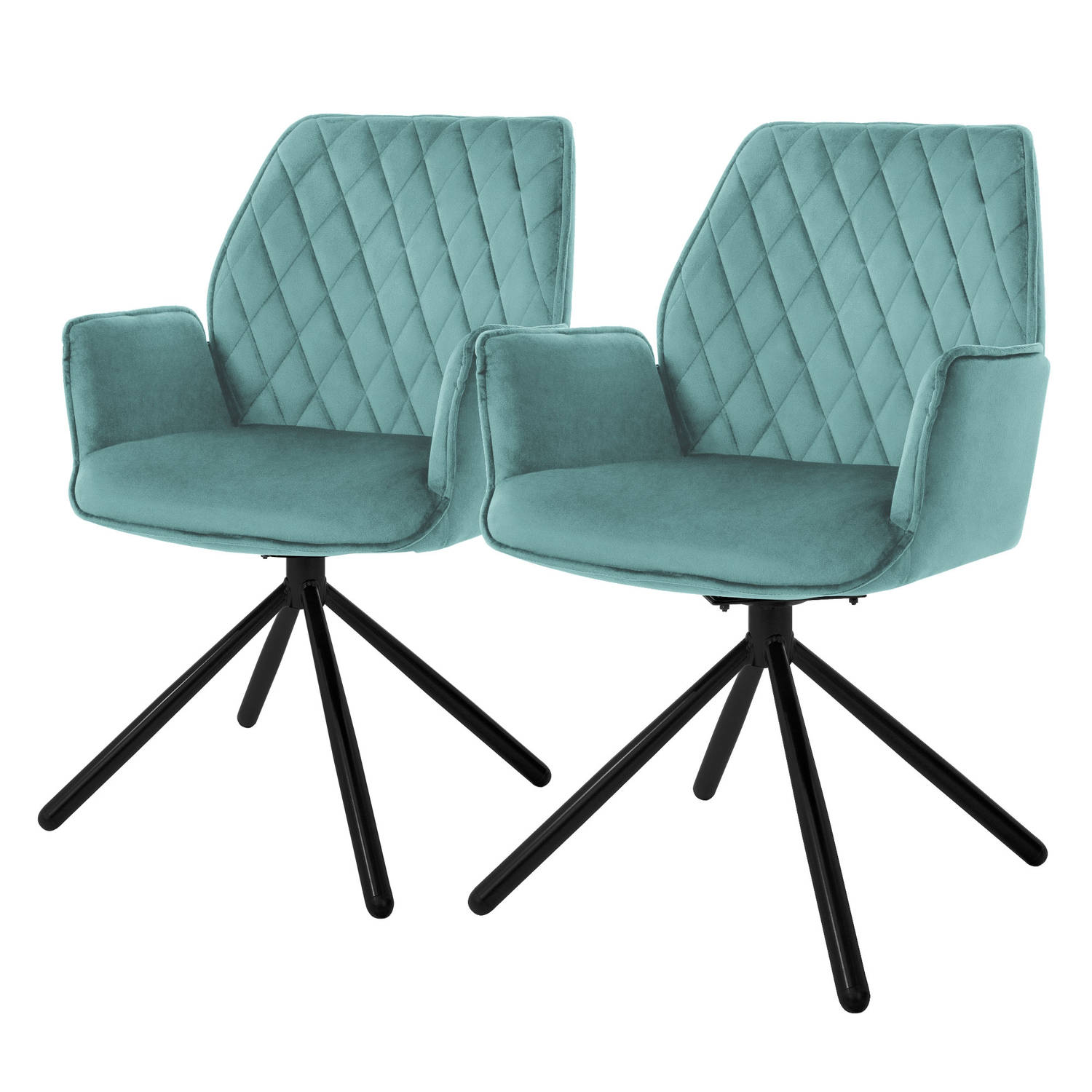 ML-Design eetkamerstoelen set van 2 fluweel sage, woonkamerstoel met arm en rugleuning, draaistoel autostoel, gestoffeerde stoel met metalen poten, ergonomische draaifauteuil, keuk