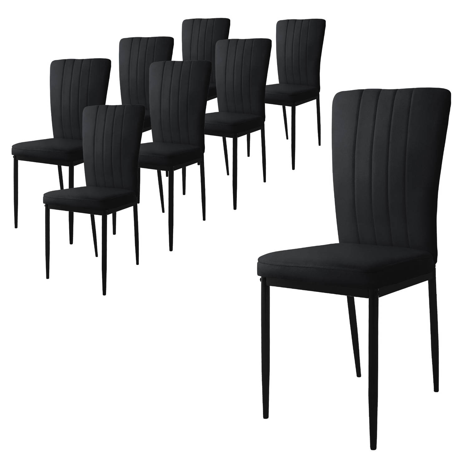 ML-Design eetkamerstoelen set van 8 met fluwelen bekleding, zwart, keukenstoelen met rugleuning, gestoffeerde stoel met metalen poten, ergonomische eettafelstoel, moderne eetkamers