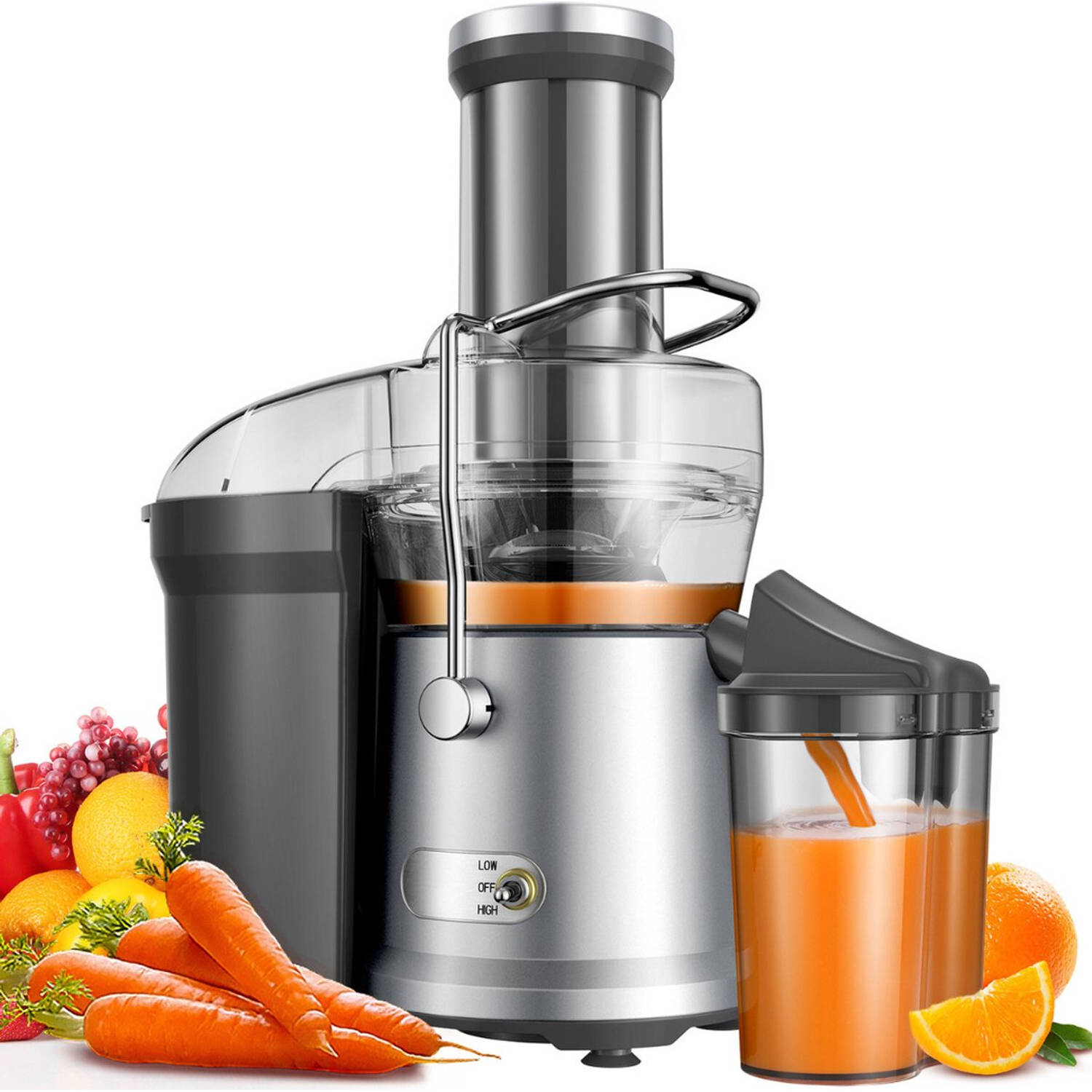 Safecourt Kitchen Sapcentrifuge Juicer voor Groenten & Fruit Grote Vulopening 3 snelheden 1200 Watt