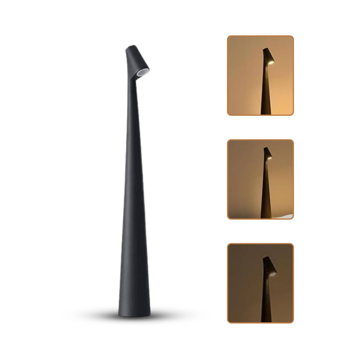 Homezie StandGlow | Staande Tafellamp | Zwart | Uniek Design | Lange Batterijduur | Nachtlamp | Draadloze Lamp