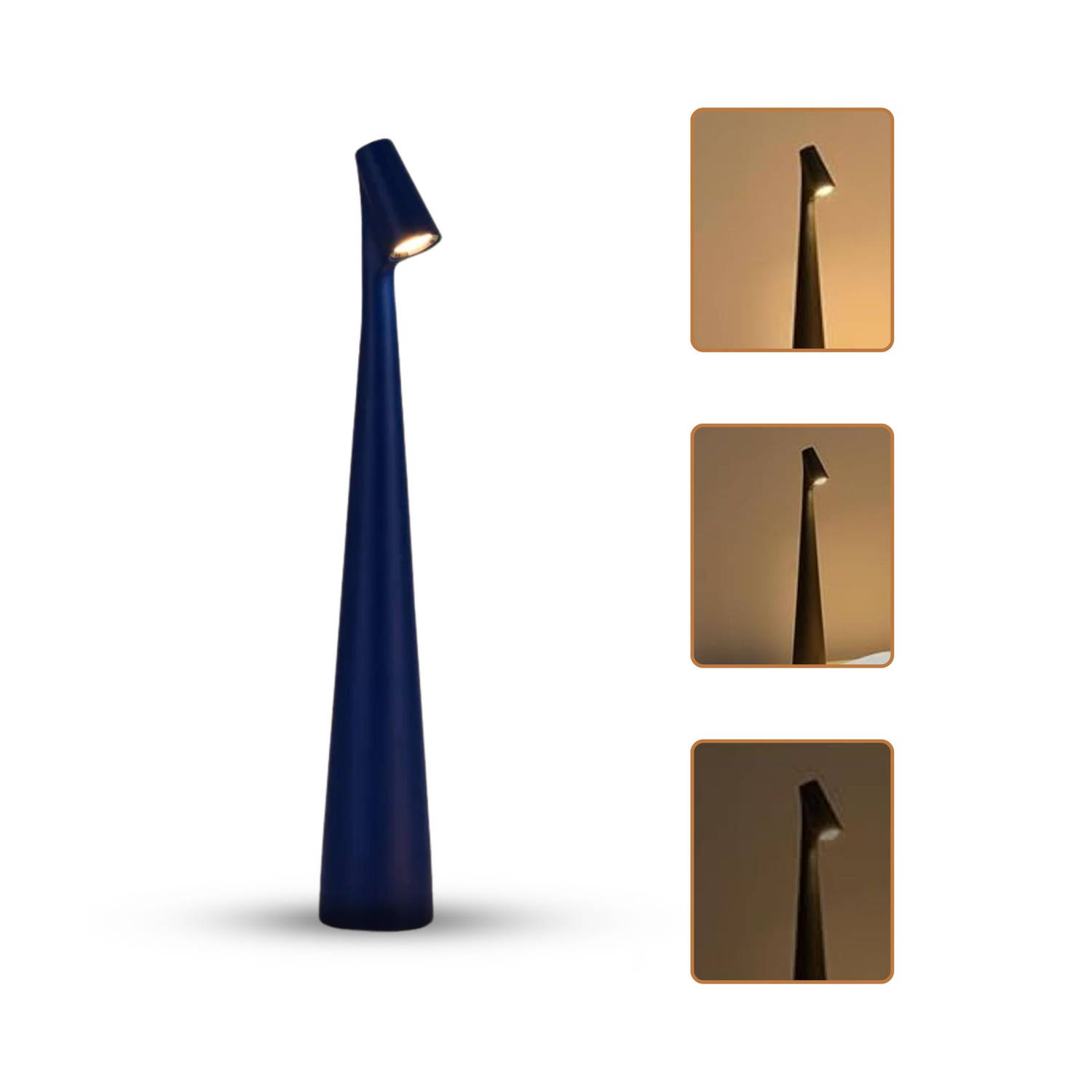 Homezie StandGlow | Staande Tafellamp | Donkerblauw | Uniek Design | Lange Batterijduur | Nachtlamp | Draadloze Lamp