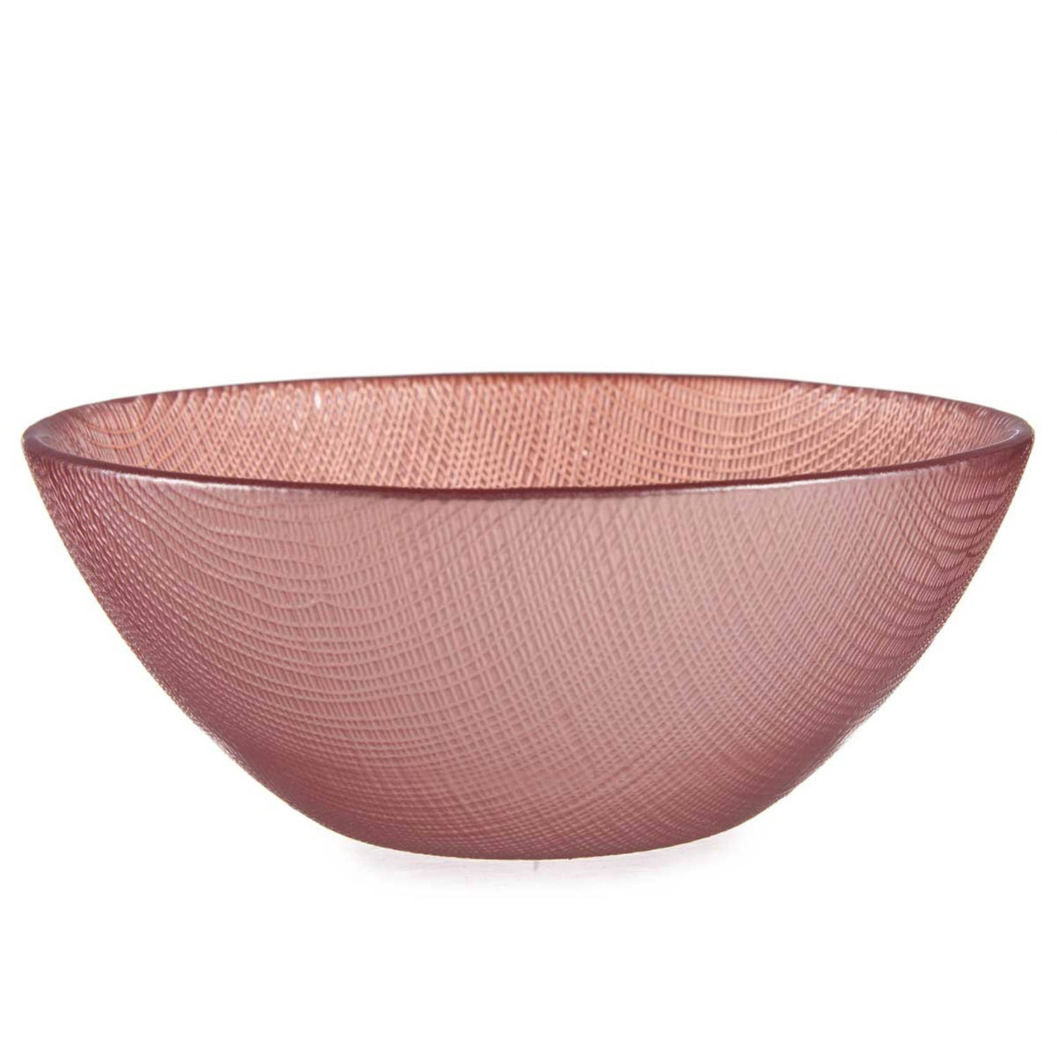 Vivalto Kommetjes/serveer schaaltjes/soepkommen - Murano - glas - D15 x H6 cm - roze - Stapelbaar