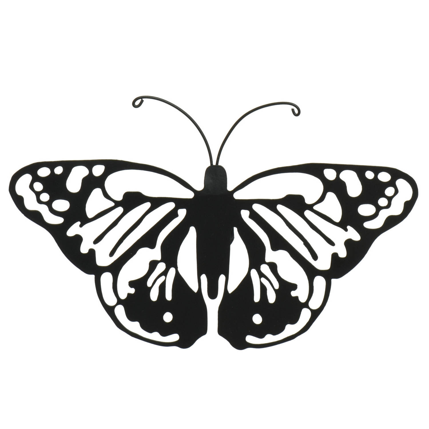Decoris tuin wanddecoratie vlinder metaal zwart 36 x 25 cm Tuinbeelden
