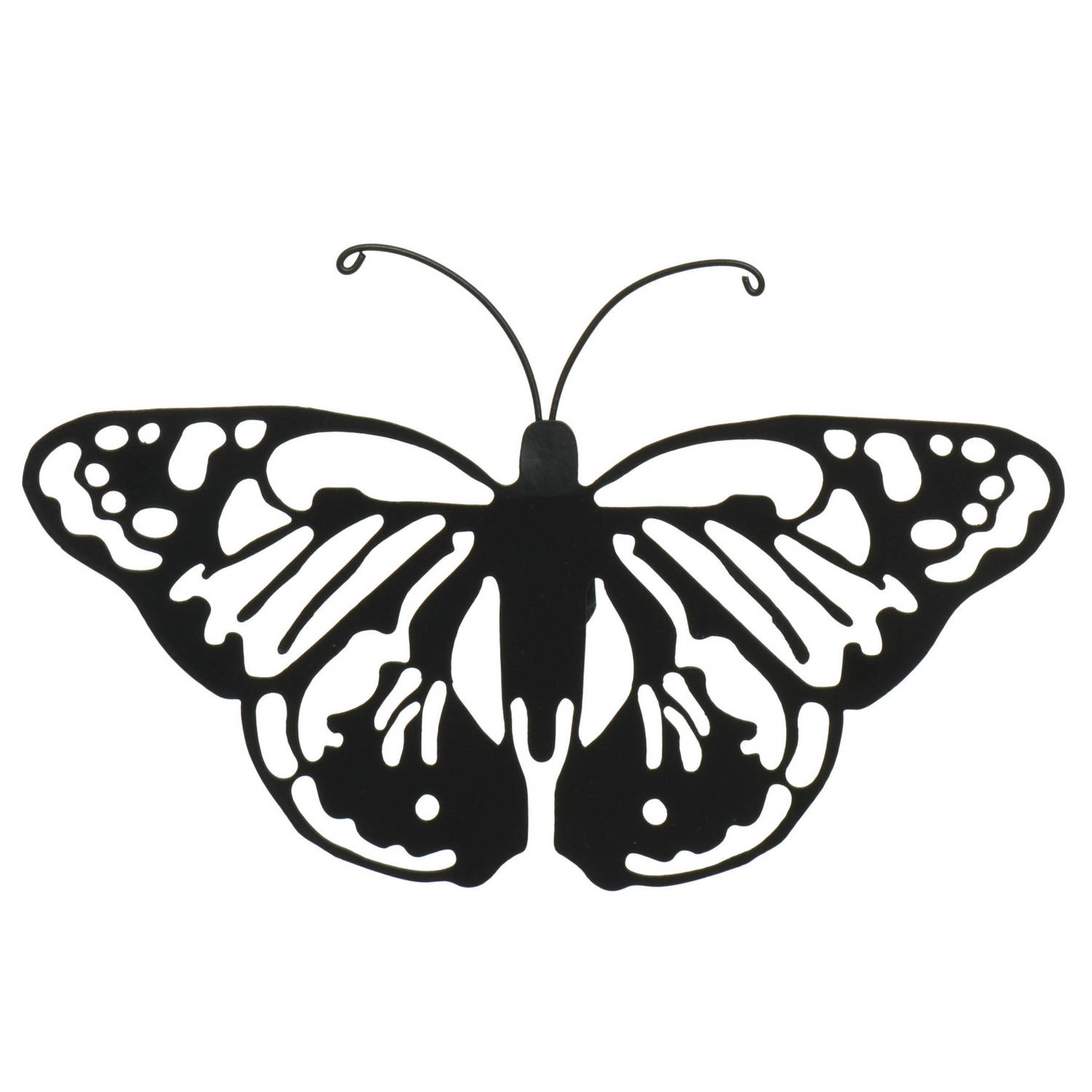 Decoris tuin wanddecoratie vlinder metaal zwart 17 x 12 cm Tuinbeelden