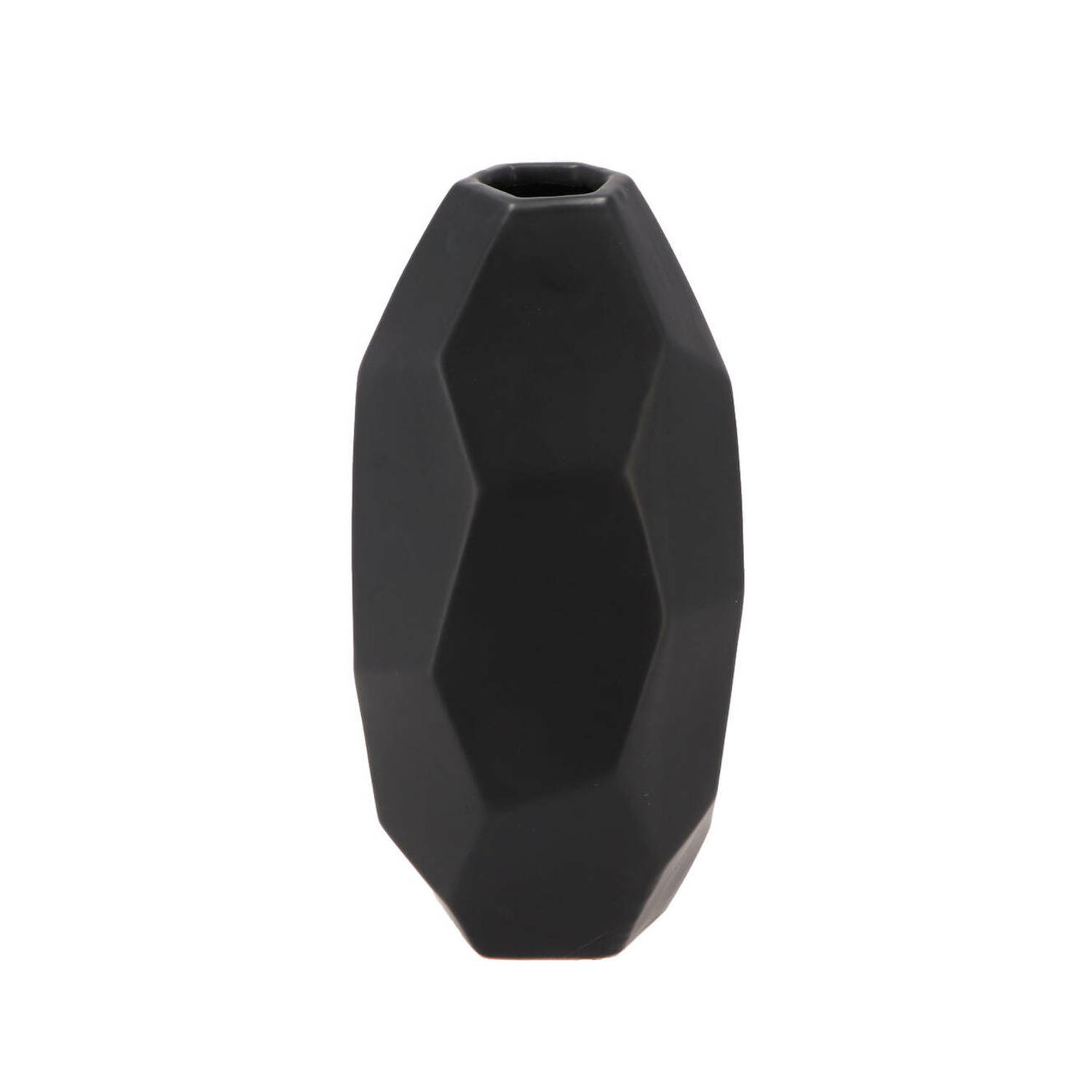DK Design Bloemenvaas geometrische vlakken model - zwart - D15 x H33 cm - moderne vaas