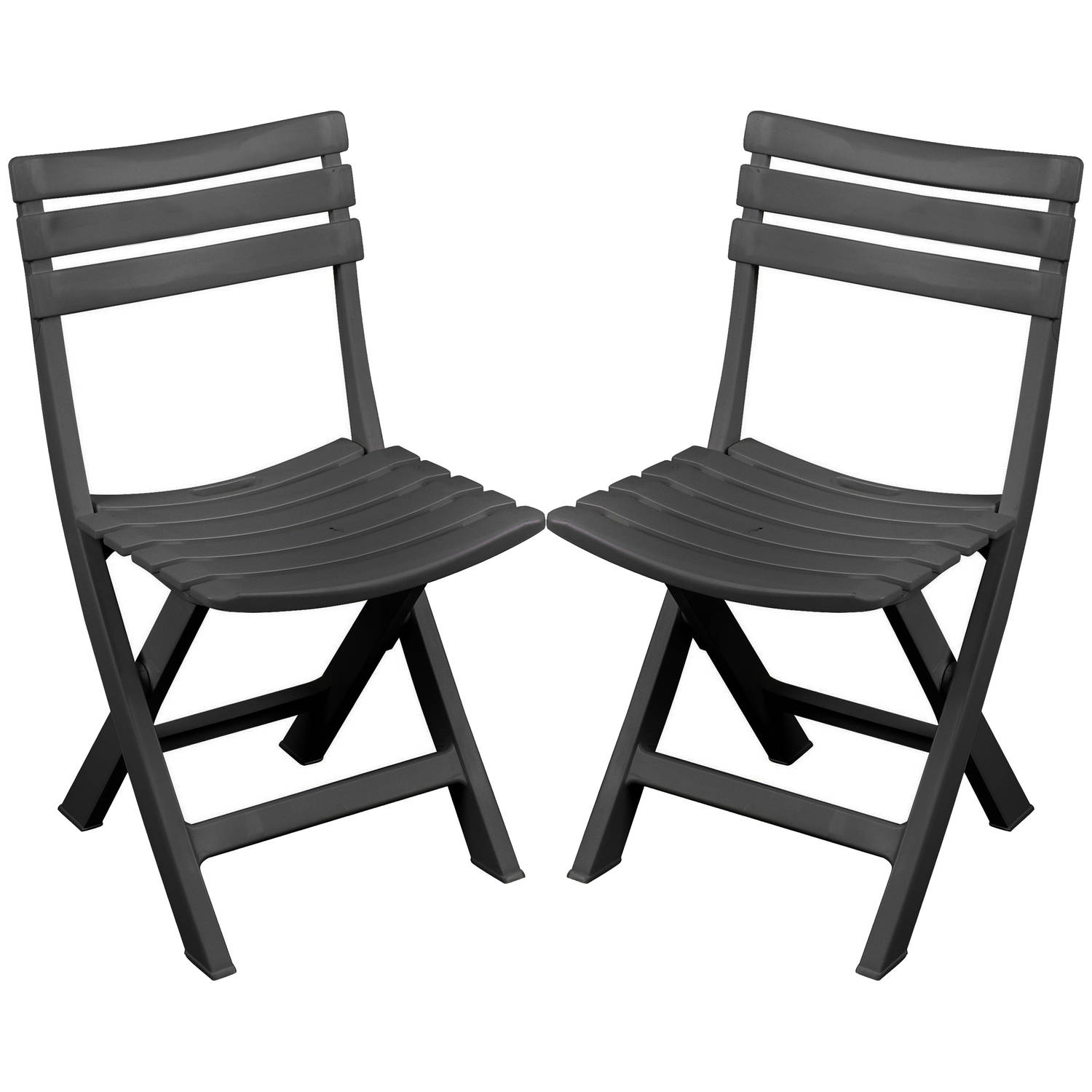 Sunnydays Klapstoel voor buiten-binnen 2x donkergrijs 41 x 79 cm stevig kunststof Bijzet stoelen Kla