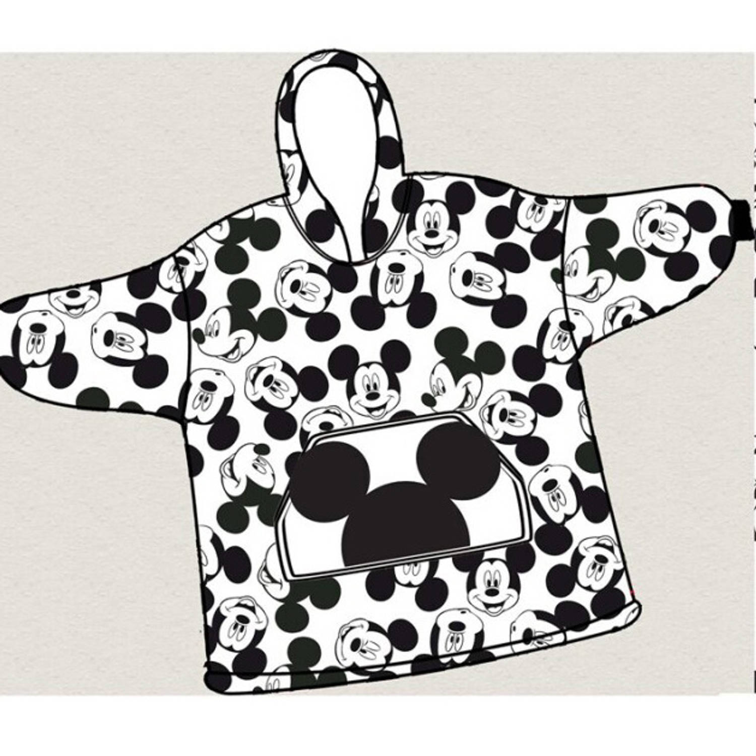 Disney Mickey Mouse Hoodie Fleece Deken, Happy Volwassen (One Size) Polyester Flanel