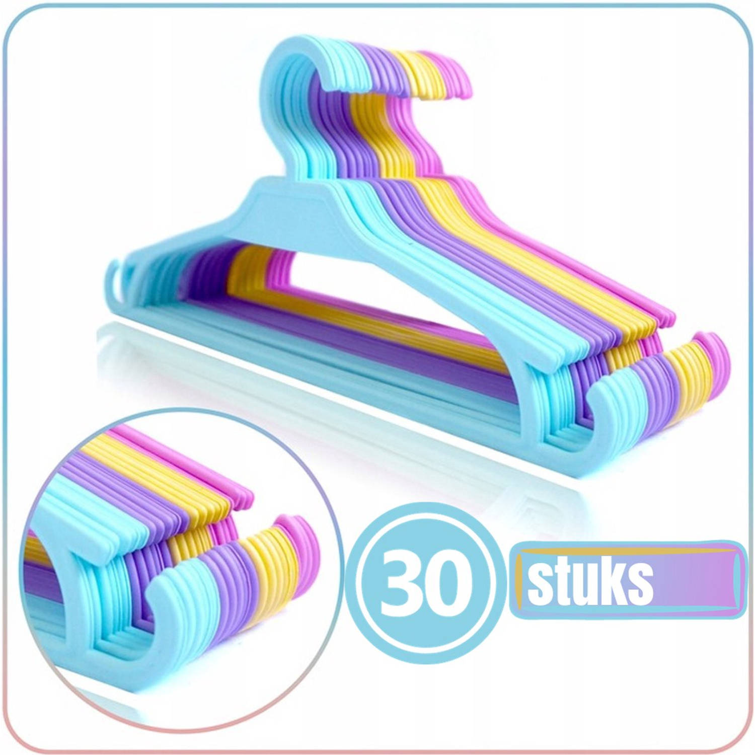 Synx Tools kledinghangers kinderen - Set 30 stuks - Mix kleuren - Kinderkleding - Babykleding - Kleerhangers - Kinderen