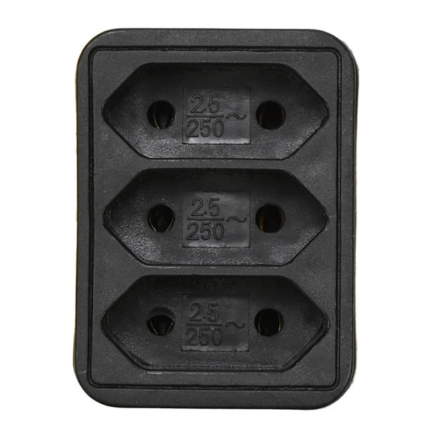 Benson Stopcontact splitter - 2x - triple - zwart - voor 3 platte stekkers - Verdeelstekkers