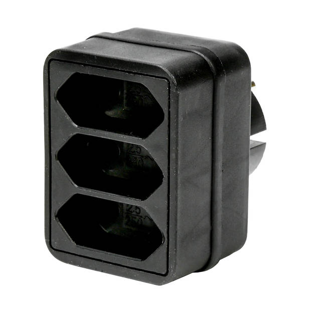 Benson Stopcontact splitter - triple - zwart - voor 3 platte stekkers - Verdeelstekkers