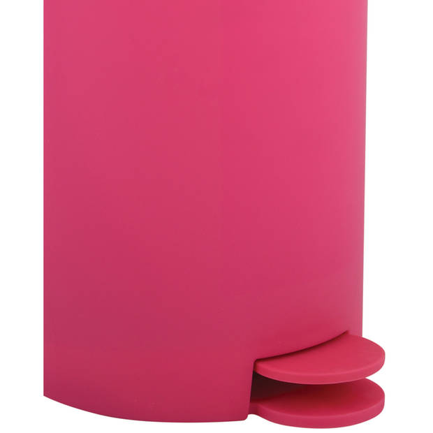 MSV kleine pedaalemmer - kunststof - fuchsia roze - 3L - 15 x 27 cm - Badkamer/toilet - Pedaalemmers