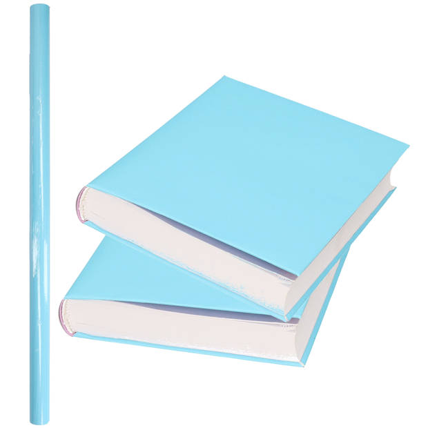 1x Rollen kadopapier / schoolboeken kaftpapier pastel blauw 200 x 70 cm - Kaftpapier