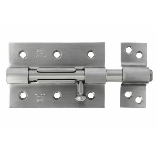AMIG schuifslot/plaatgrendel - staal - 10cm - mat rvs - incl schroeven - deur - raam - Grendels