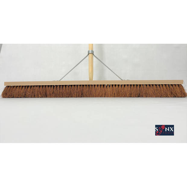 Synx Tools binnenbezem kokos 90 cm - Zaalveger - Zachte Bezem - cocos bezems Compleet met steel 160cm - Cocosharen -