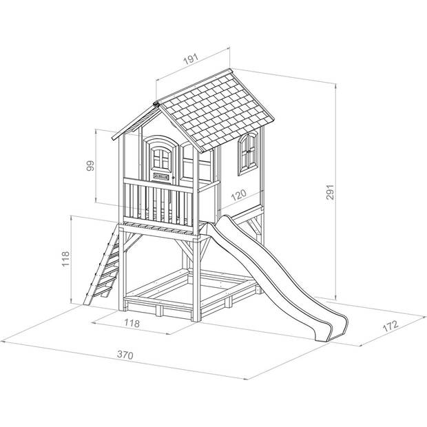 AXI Laura Speelhuis op palen & limoen groene glijbaan Speelhuisje voor de tuin / buiten in bruin & groen van FSC hout