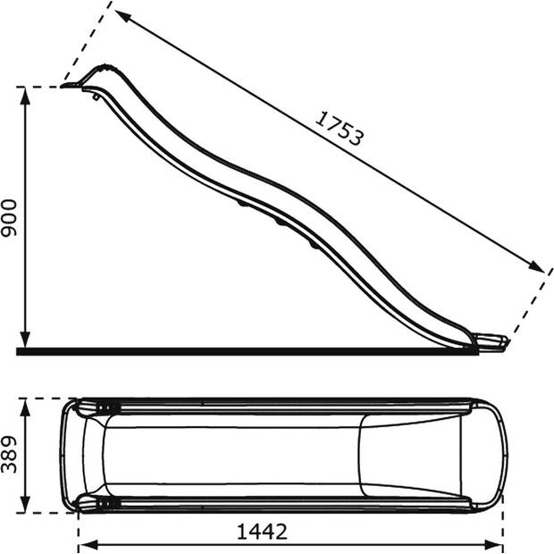 AXI Sky175 Glijbaan met wateraansluiting in Grijs - 175 cm Aanbouwglijbaan van Kunststof voor Platformhoogte 90 cm