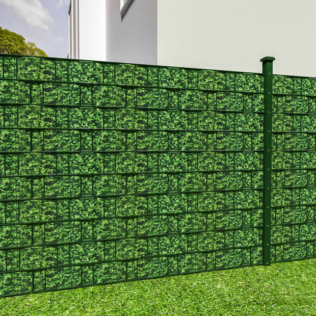 tectake® Privacyfolie voor hek/tuinscherm - 70 meter - 19 cm hoog - incl. bevestigingsclips - UV-bestendig - Buxus